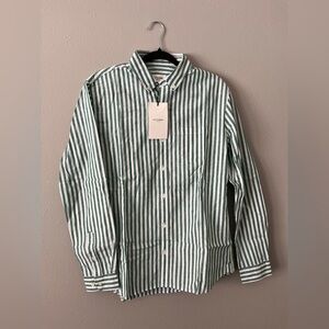 Octobre Charlie White and Green Striped Shirt